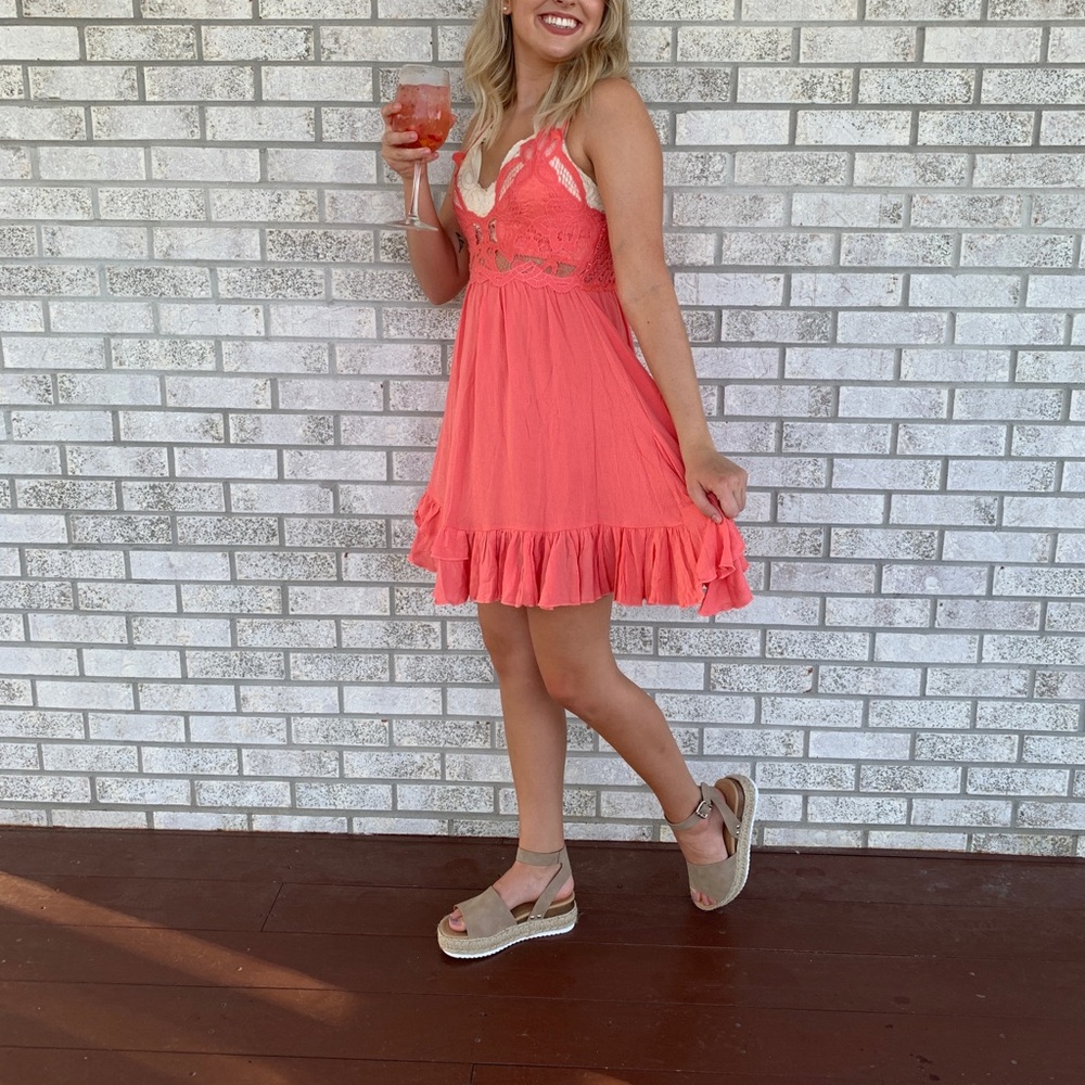 Free People Inspired Coral Sundress